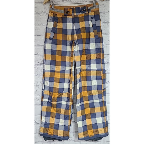 Mini Boden Other - Mini Boden Snow Ski Pants Kid's 11-12Y Gold Yellow Gray White Plaid Insulated